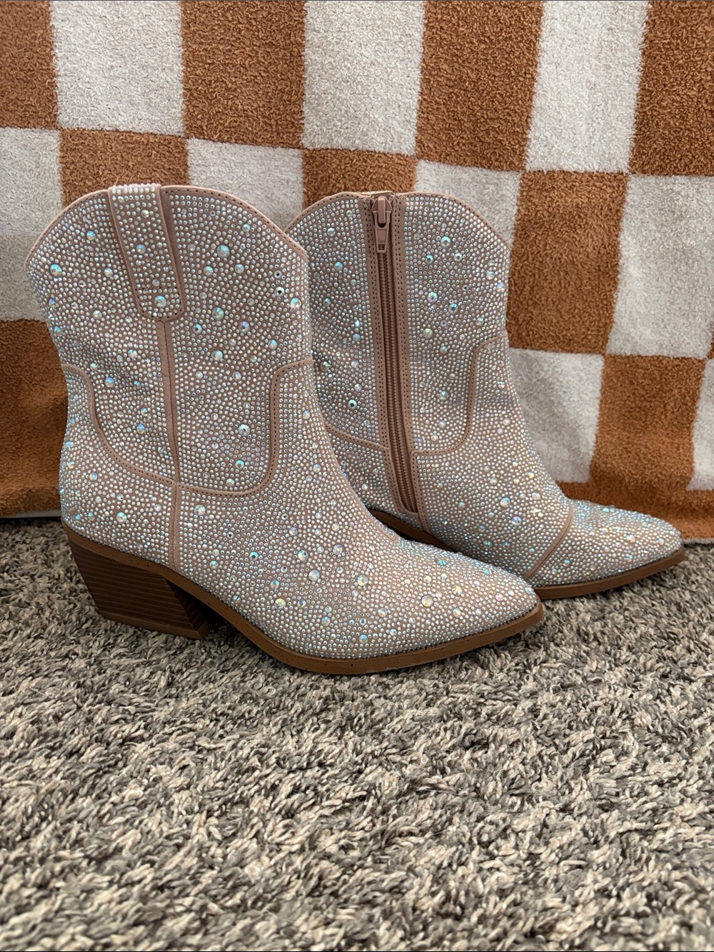 Sparkle Western-Style Ankle Booties